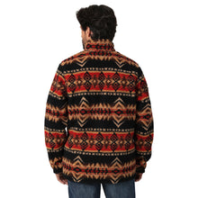 Men's Wrangler Heavyweight Black/Red/Tan Aztec Print 1/4 Zip Sherpa Pullover