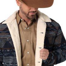 Wrangler Men's Blue Southwest Print Sherpa Lined Trucker Jacket