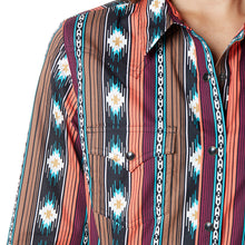 Women's Wrangler Retro Multi Color Checotah Aztec Stripe Snap Western Blouse