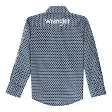 Wrangler Boy's Blue Print Snap Western Shirt with Wrangler Embroidered Logo