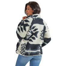 Wrangler Women's Black/White Aztec Print Snap Closure Sherpa Jacket