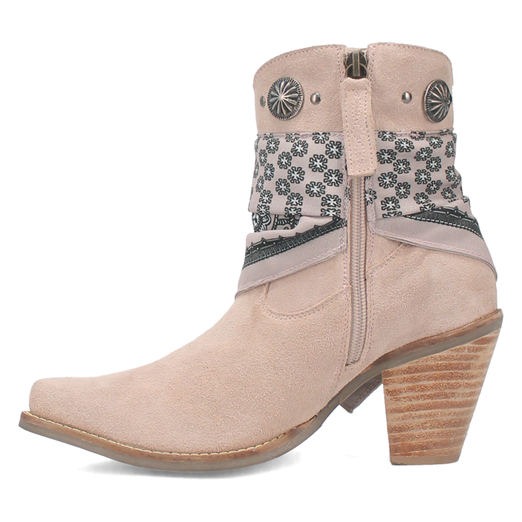 Women's Dingo Sand Bandida Zipper J-Toe Bootie with Bandana Accent