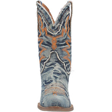Dingo Ladies Y'all Need Dolly Blue Denim Fashion Western Boots with Orange Stitching