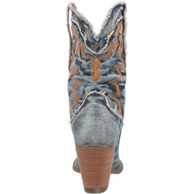 Dingo Ladies Y'all Need Dolly Blue Denim Fashion Western Boots with Orange Stitching