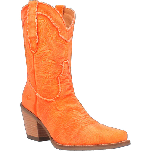 Pard's Western Shop Dingo Ladies Y'all Need Dolly Orange Denim Fashion Western Boots