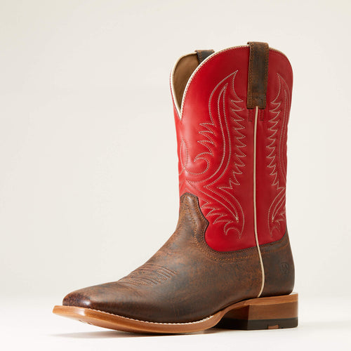Pard's Western Shop Ariat Men's Chestnut Brown Circuit Paxton Square Toe Western Boots with Red Tops