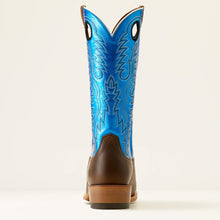 Ariat Men's Tabacco Ringer Cowboy Boots with Narrow Cutter Toe and Blue Patent Tops