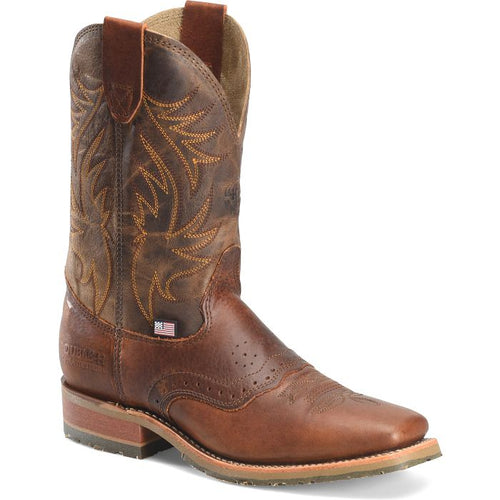 Pard's Western Shop Double H Men's Dark Brown Feller Wide Square Toe Roper Boots