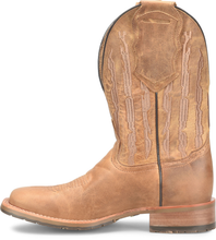Double H Men's Tan Covada Wide Square Toe Boots with Tan Stars/Stripes Tops