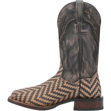 Dan Post Cowboy Certified Keaton Black/Tan Basketweave Broad Square Toe Boots for Men