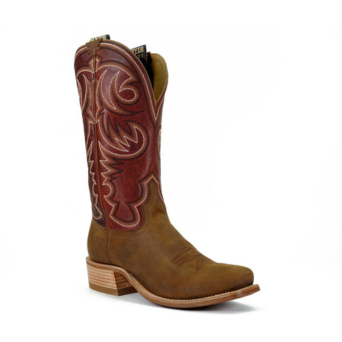 Pard's Western Shop Hyer Men's Hays Bay Apache Cowhide Cutter Toe Western Boots with Vintage Rust Tops