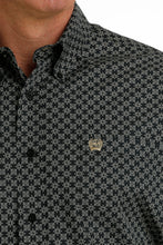 Cinch Black/Tan Geometric Print Button-Down Shirt for Men
