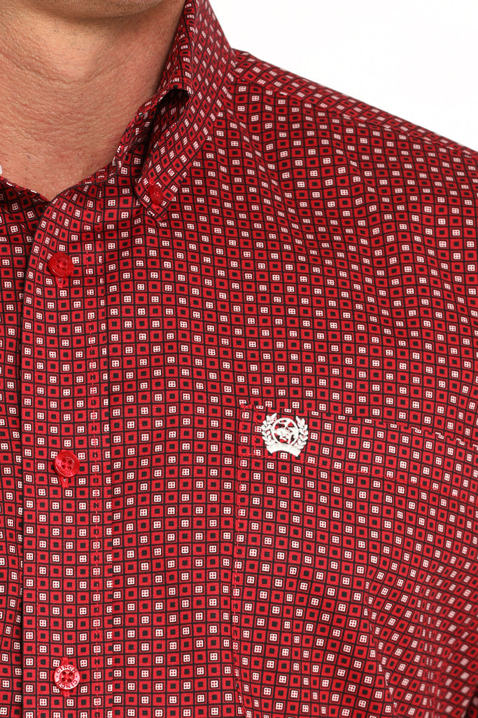 Cinch Men's Red Square Print Button-Down Stretch Shirt – Pard's Western Shop Cinch Men's Red Square Print Button-Down Stretch Shirt – Pard's Western Shop