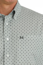 Cinch Light Gray Print Short Sleeve Button-Down ArenaFlex Shirt for Men