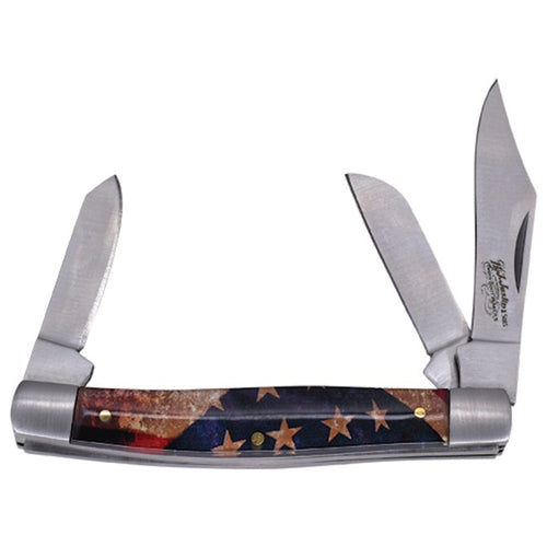 Pard's Western Shop Justin USA Flag Three Blade Stockman Knife