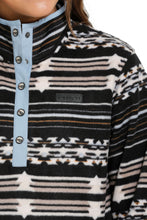 Cinch Black Southwest Stripe Print Polar Fleece Pullover for Women