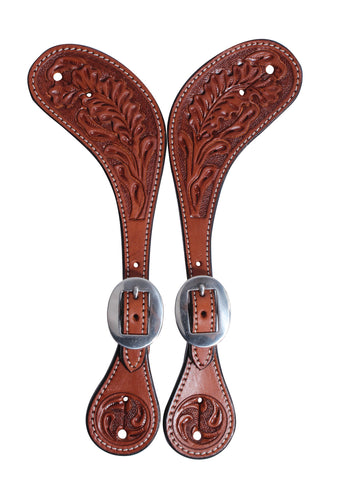 Pard's Western Shop Professional's Choice Collection Oak Leaf Tooled Muleshoe Spur Straps for Women