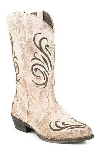 Pard's Western Shop Roper Footwear Cream/White Embroidered Olivia Western Boots for Women