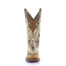 Brown Aztec Print Corral Boots for Women