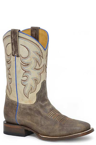 Pard's Western Shop Men's Roper Footwear Vintage Brown Parker Boots with Vintage Cream Tops