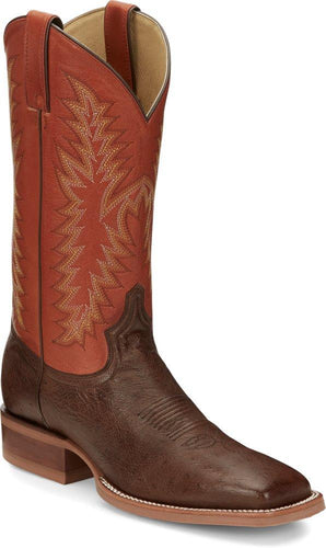 Pard's Western Shop Justin Antique Brown Smooth Ostrich Boots for Men