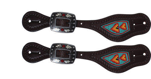 Pard's Western Shop Professional's Choice Beaded Turquoise/Red Spur Straps