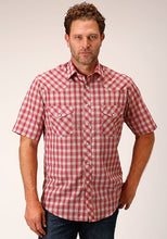 Roper Boy's Red & Multi Colored Small Scale Plaid Short Sleeve Western Snap Shirt