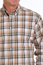 Cinch Orange/Tan/Black Plaid Button-Down Shirt for Men