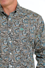 Cinch Brown Multi Colored Paisley Print Button-Down Shirt for Men