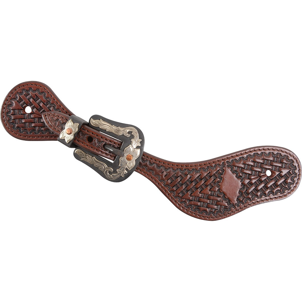 Pard's Western shop Cashel Diamond Tooled Cowboy Spur Strap with Scroll Flower Buckle