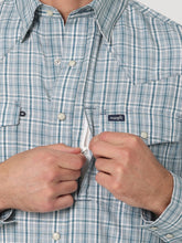 Men's Wrangler Teal Plaid Performance Snap Western Shirt