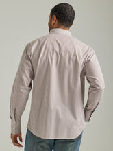 Wrangler Wrinkle Resist Brown/White Pinstripe Western Snap Shirt for Men