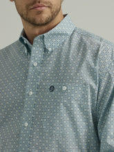 Wrangler Men's George Strait Collection Light Blue Geometric Print Button-Down Shirt
