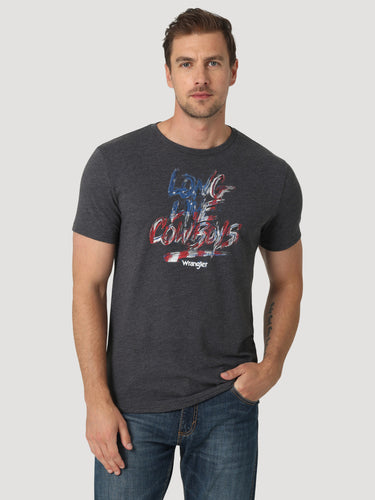 Pard's Western Shop Wrangler Long Live Cowboys U.S.A. Charcoal Tee Shirt for Men