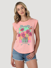 Pard's Western Shop Wrangler Women's Flowering Cactus Cuffed Tank Top in Peach