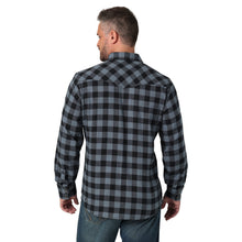 Men's Wrangler Retro Black/Grey Plaid Flannel Snap Western Shirt