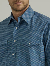 Men's Wrangler 20X Competition Advanced Comfort Teal/White Paisley Print Western Snap Shirt