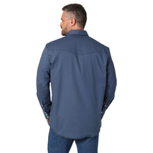 Men's Wrangler Solid Indigo Flannel Lined Snap Western Work Shirt