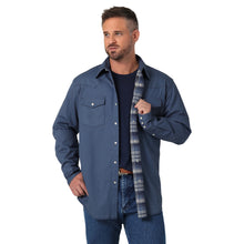 Pard's Western Shop Men's Wrangler Solid Indigo Flannel Lined Snap Western Work Shirt