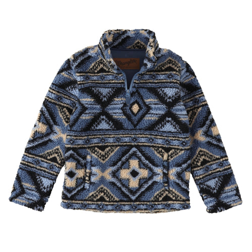 Pard's Western Shop Wrangler Blue Aztec Print Heavyweight 1/4 Zip Sherpa Pullover for Boys