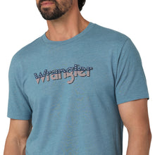 Wrangler Men's "Wrangler Stars & Stripes Logo" Tee in Light Heather Blue