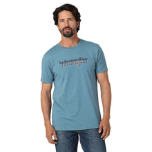 Pard's Western Shop Wrangler Men's "Wrangler Stars & Stripes Logo" Tee in Light Heather Blue