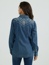 Wrangler Embroidered Denim Western Snap Blouse for Women