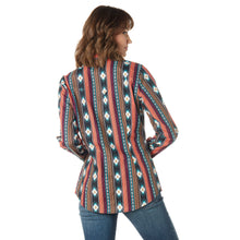 Women's Wrangler Retro Multi Color Checotah Aztec Stripe Snap Western Blouse