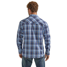 Wrangler Retro Blue/White Plaid Snap Western Shirt for Men