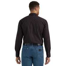 Wrangler Silver Edition Dark Black/Red Stripe Snap Western Shirt for Men