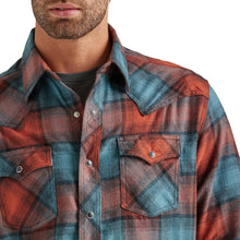 Wrangler Retro Red/Teal Plaid Flannel Snap Western Shirt for Men