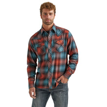 Pard's Western Shop Wrangler Retro Red/Teal Plaid Flannel Snap Western Shirt for Men
