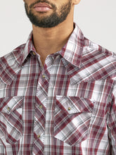 Wrangler Red/White/Gray Plaid Fashion Snap Western Shirt for Men