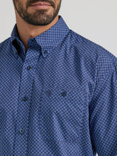 Wrangler George Strait Collection Dark Blue Geometric Print Button-Down Shirt